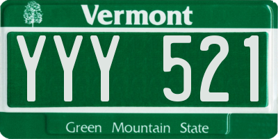 VT license plate YYY521