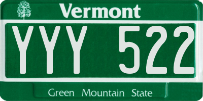 VT license plate YYY522