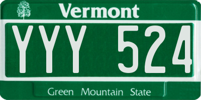 VT license plate YYY524