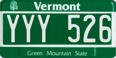 VT license plate YYY526