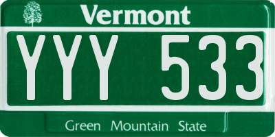 VT license plate YYY533