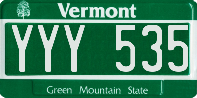VT license plate YYY535