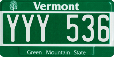 VT license plate YYY536