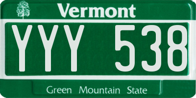 VT license plate YYY538