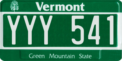 VT license plate YYY541