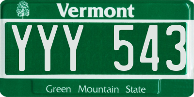 VT license plate YYY543