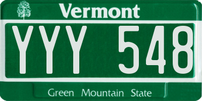 VT license plate YYY548