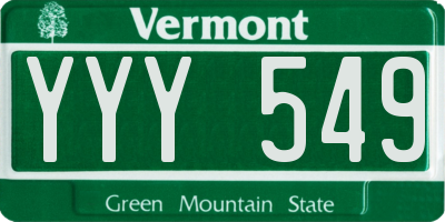 VT license plate YYY549
