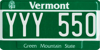 VT license plate YYY550