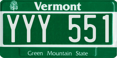 VT license plate YYY551