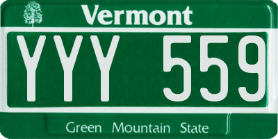 VT license plate YYY559