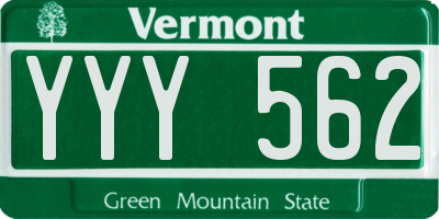 VT license plate YYY562