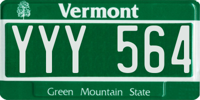 VT license plate YYY564