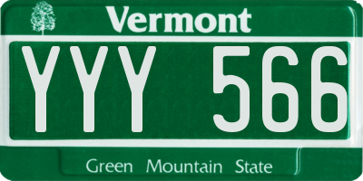 VT license plate YYY566