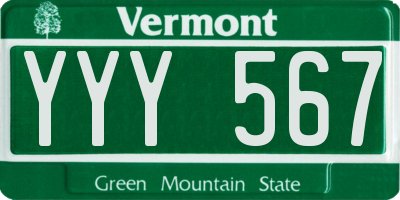 VT license plate YYY567