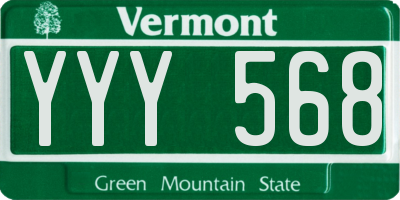 VT license plate YYY568