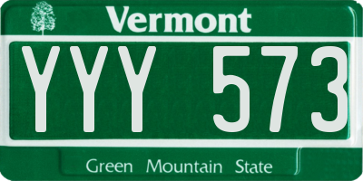 VT license plate YYY573