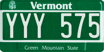 VT license plate YYY575