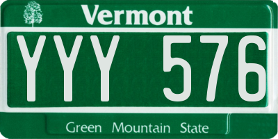 VT license plate YYY576