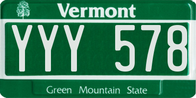 VT license plate YYY578