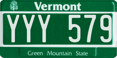 VT license plate YYY579
