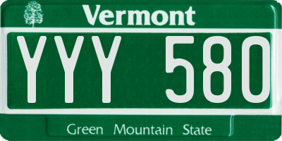VT license plate YYY580