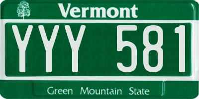 VT license plate YYY581