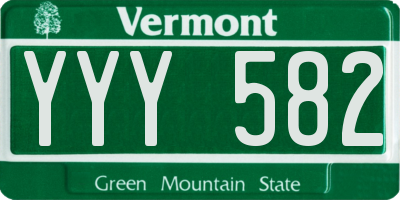 VT license plate YYY582