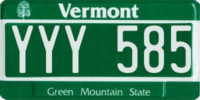 VT license plate YYY585