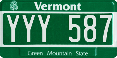 VT license plate YYY587