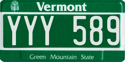 VT license plate YYY589