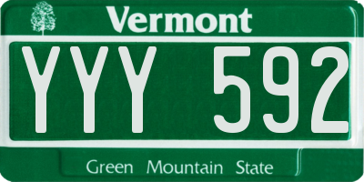 VT license plate YYY592