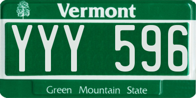 VT license plate YYY596