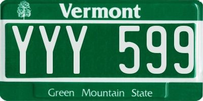 VT license plate YYY599