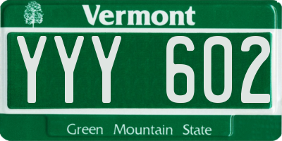 VT license plate YYY602