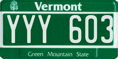 VT license plate YYY603