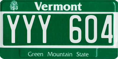 VT license plate YYY604