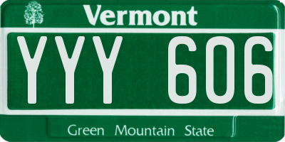 VT license plate YYY606