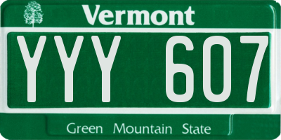 VT license plate YYY607
