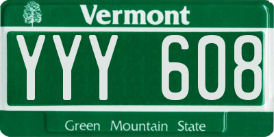 VT license plate YYY608