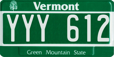 VT license plate YYY612