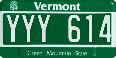 VT license plate YYY614