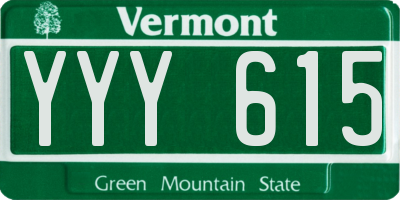 VT license plate YYY615