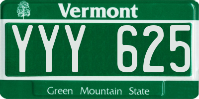 VT license plate YYY625