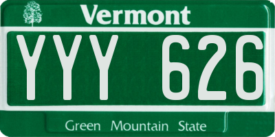 VT license plate YYY626
