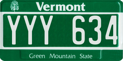 VT license plate YYY634