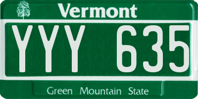 VT license plate YYY635