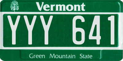VT license plate YYY641