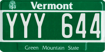 VT license plate YYY644