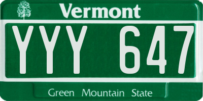 VT license plate YYY647